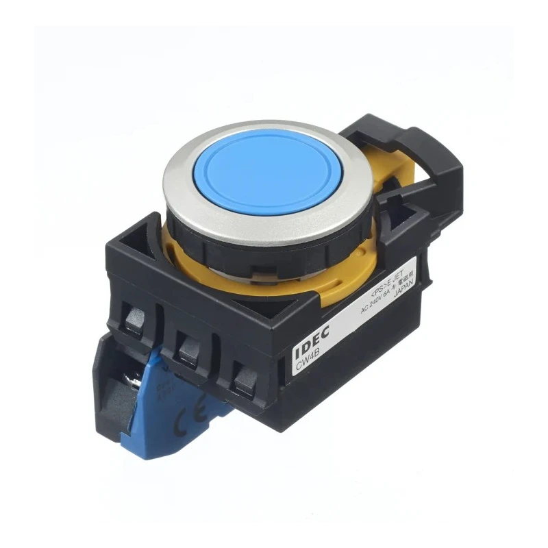 Idec CW Series Illuminated Push Button Switch, Momentary, Panel Mount, 22 mm Cutout, SPST, Blue LED, IP65 CW4B-M1E10S
