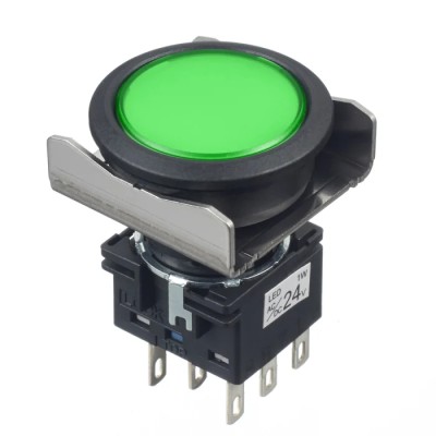 Idec LBW Series Illuminated Push Button Switch, Momentary, Panel Mount, Black Actuator, IP40/IP67, 30 V DC/250 LBW6L-M1T64G