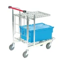 RS PRO Professional Nestable 2-Shelf Aluminium Swivel Trolley, 890 mm Platform Length, 150 kg Load Capacity, Model 789-8542