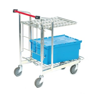 RS PRO Professional Nestable 2-Shelf Aluminium Swivel Trolley, 890 mm Platform Length, 150 kg Load Capacity, Model 789-8542