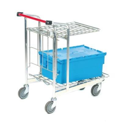 RS PRO Professional Nestable 2-Shelf Aluminium Swivel Trolley, 890 mm Platform Length, 150 kg Load Capacity, Model 789-8542