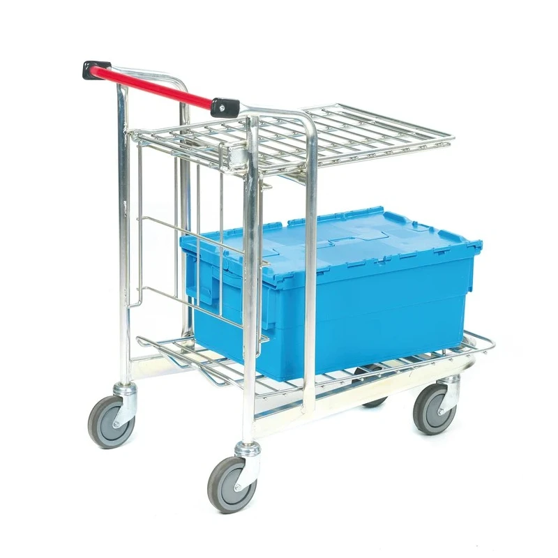 RS PRO Professional Nestable 2-Shelf Aluminium Swivel Trolley, 890 mm Platform Length, 150 kg Load Capacity, Model 789-8542