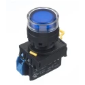 Idec Illuminated Push Button Complete Unit Blue, Panel Mount, 22 mm Cutout, Round, SPST, IP65 YW1L-MF2E10QM3S