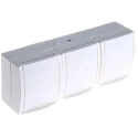 Busch Jaeger - ABB 16A White 3 Gang Outdoor Plug Socket Surface Mount Type F 2300/3 EW-54