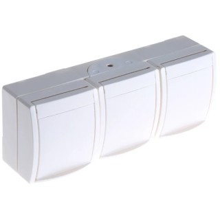 Busch Jaeger - ABB 16A White 3 Gang Outdoor Plug Socket Surface Mount Type F 2300/3 EW-54