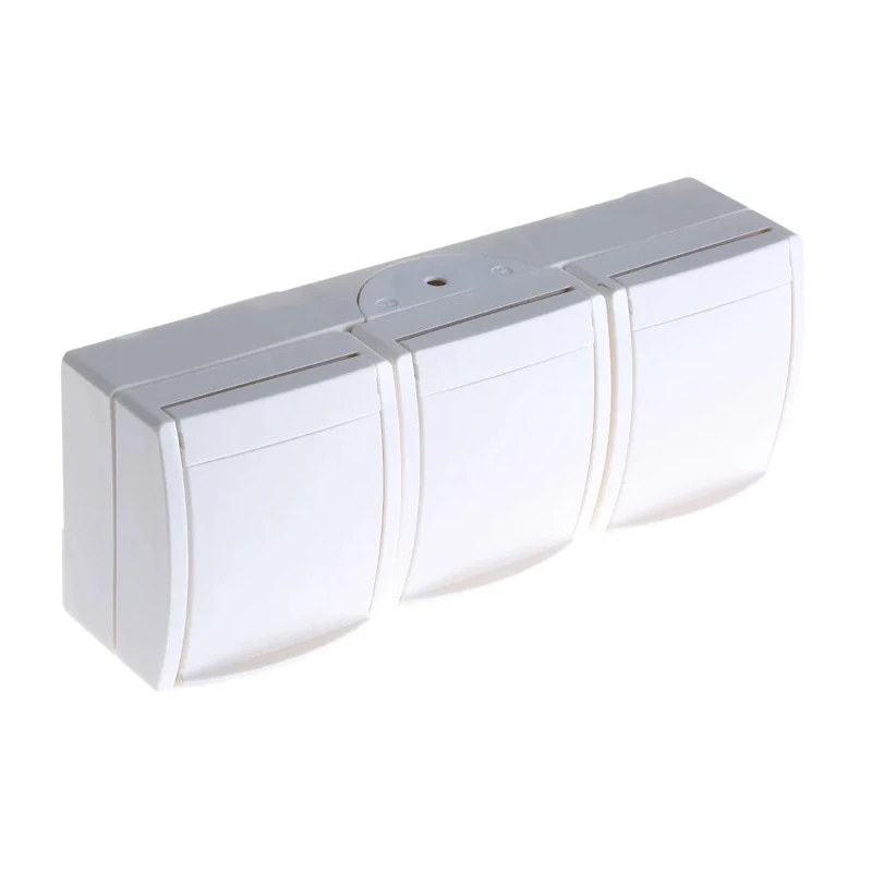 Busch Jaeger - ABB 16A White 3 Gang Outdoor Plug Socket Surface Mount Type F 2300/3 EW-54
