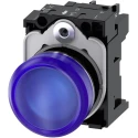Siemens Panel Mount Blue LED Indicator Light, Round, 22 mm Cutout, 24 V AC/DC, Metal Body 3SU1152-6AA50-1AA0