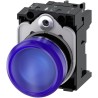 Siemens Panel Mount Blue LED Indicator Light, Round, 22 mm Cutout, 24 V AC/DC, Metal Body 3SU1152-6AA50-1AA0