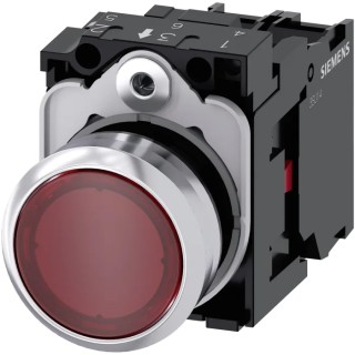 Siemens SIRIUS ACT 3SU11 Series Illuminated Push Button Complete Unit, Panel Mount, 22mm Cutout, Red 3SU1156-0AB20-1CA0