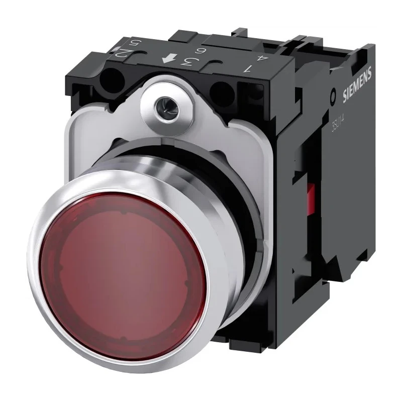 Siemens SIRIUS ACT 3SU11 Series Illuminated Push Button Complete Unit, Panel Mount, 22mm Cutout, Red 3SU1156-0AB20-1CA0