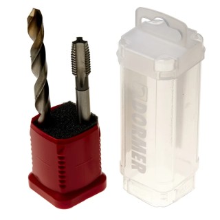 Dormer Tap & Drill Set M12 Thread Hand Tap, HSS Tin Coated, Straight Flute, 2 Pieces L000E500M12NO2XA002