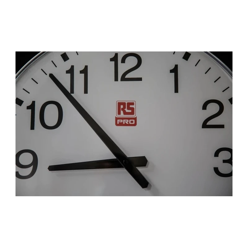 RS PRO White Radio Controlled Analogue Wall Clock 420 mm Diameter Plastic Case Silent Operation 811-1833