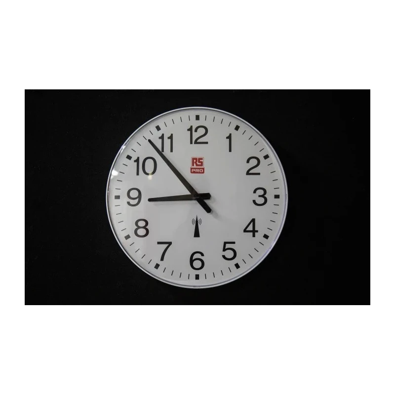 RS PRO White Radio Controlled Analogue Wall Clock 420 mm Diameter Plastic Case Silent Operation 811-1833