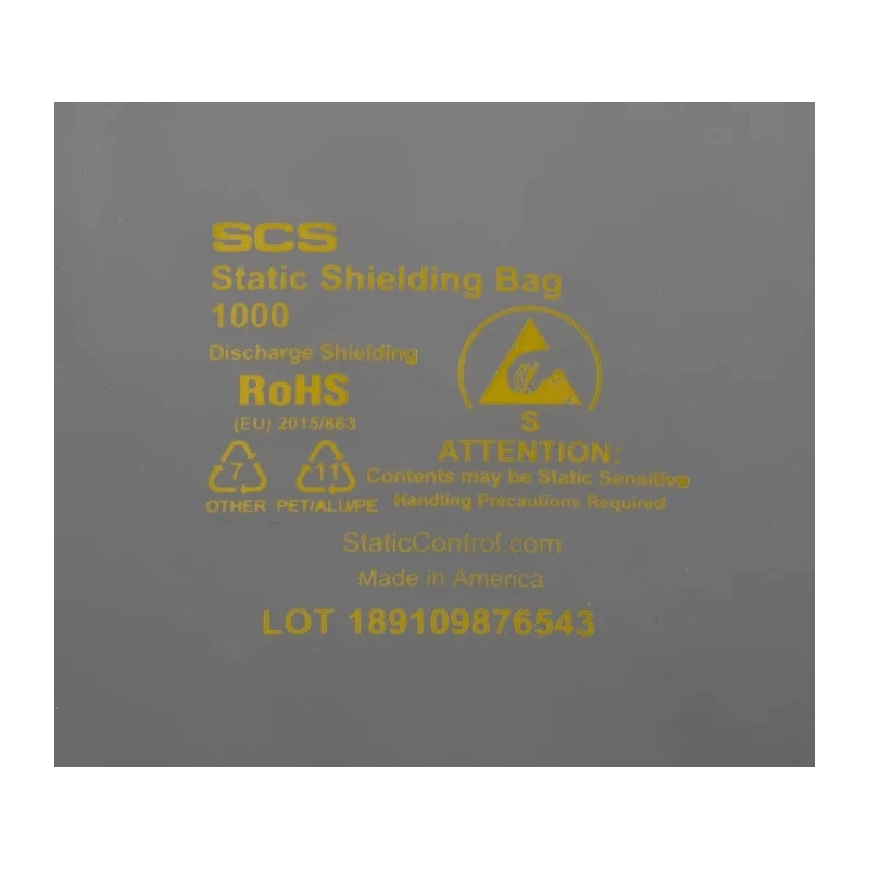 SCS Anti-Static Bag Clear Static Shielding Dissipative 254mm(W) x 305mm(L) 0.07mm Thickness 1001012