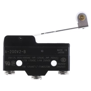 Omron A Series Hinge Roller Lever Limit Switch, SPDT, 20A, 500V AC, IP00, Panel Mount A-20GV2-B