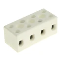 RS PRO 4-Way Non-Fused Terminal Block, 8AWG Wire, 57A Current, Screw Mount, Ceramic Material 813-3108