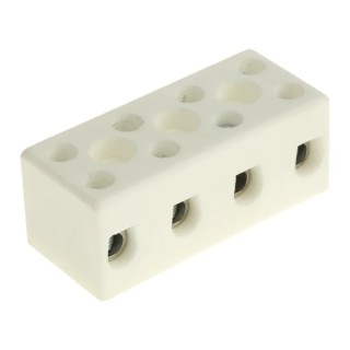 RS PRO 4-Way Non-Fused Terminal Block, 8AWG Wire, 57A Current, Screw Mount, Ceramic Material 813-3108