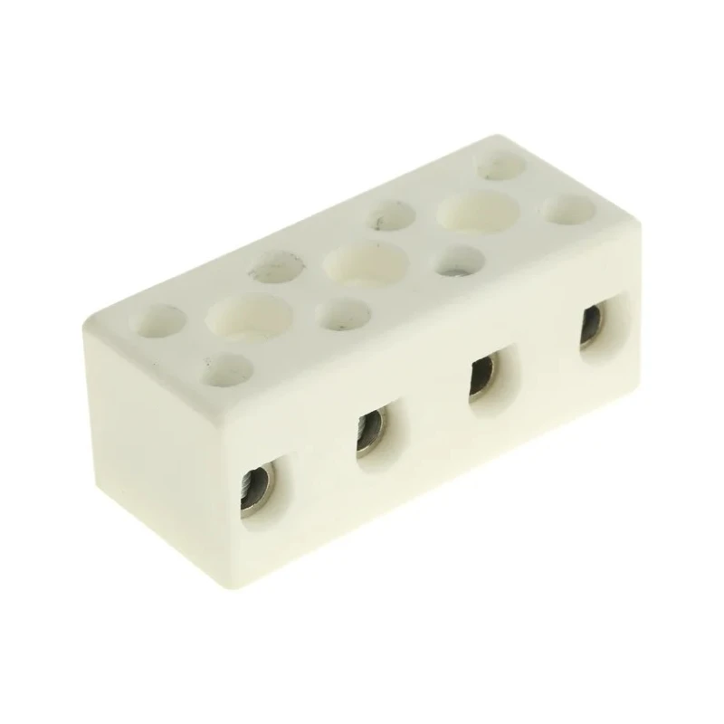 RS PRO 4-Way Non-Fused Terminal Block, 8AWG Wire, 57A Current, Screw Mount, Ceramic Material 813-3108