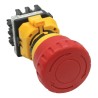 Idec XW Series Twist Release Emergency Stop Push Button, Panel Mount, 22 mm Cutout, 1 NO/3 NC, IP65 XW1E-BV413M-R