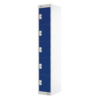 RS PRO 5 Door Steel Blue Storage Locker 1800mm Height x 300mm Width x 450mm Depth 833-2932