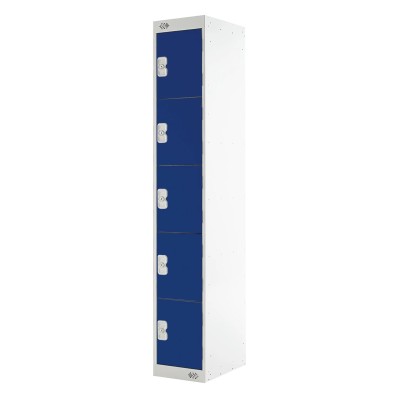 RS PRO 5 Door Steel Blue Storage Locker 1800mm Height x 300mm Width x 450mm Depth 833-2932