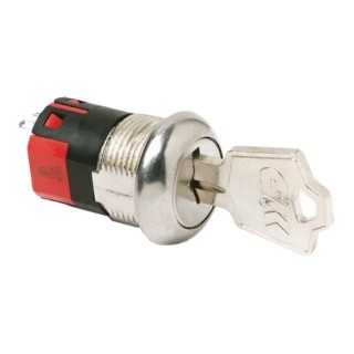 C & K Key Switch SPST 4A 3-Way Flat Key Round Bezel Glass Filled Polyester Housing Y1907U2C802NQ