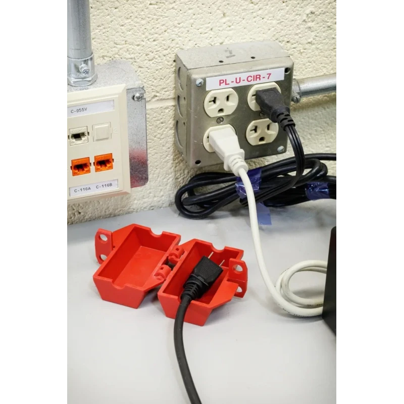Brady Red 2-Lock Electrical Plug Lockout Polypropylene Material 9.14mm Shackle PLUG LOCKOUT 110 VOLT W/ DANGER LABELS
