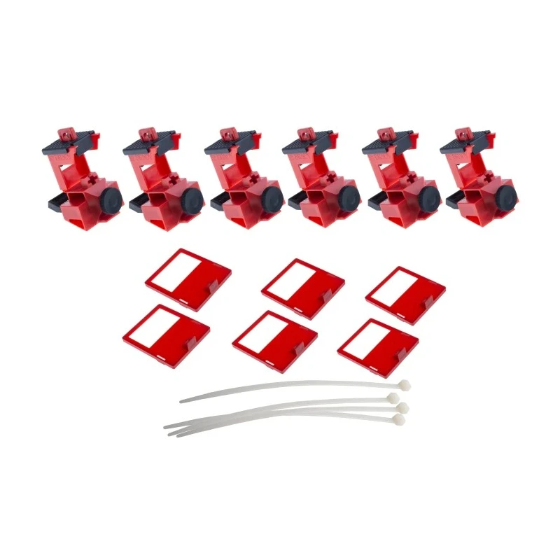 Brady Red 1-Lock Lockout Polypropylene Fibreglass Reinforced Nylon TAGLOCK 480/600V CLAMP-ON BRKR LO PK6