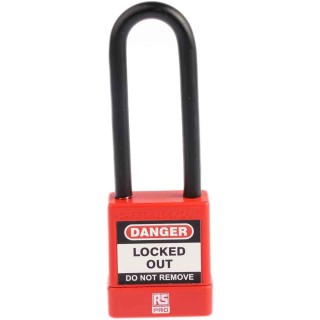 RS PRO Red Safety Lockout Padlock with ABS, Steel, Polyvinyl Chloride Materials, 6 mm Shackle Diameter 175-1183
