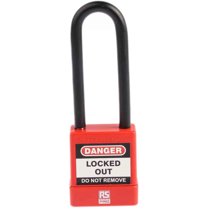 RS PRO Red Safety Lockout Padlock with ABS, Steel, Polyvinyl Chloride Materials, 6 mm Shackle Diameter 175-1183