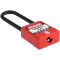 RS PRO Red Safety Lockout Padlock with ABS, Steel, Polyvinyl Chloride Materials, 6 mm Shackle Diameter 175-1183