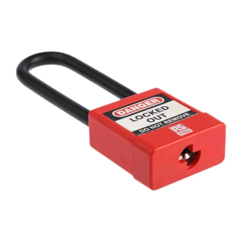 RS PRO Red Safety Lockout Padlock with ABS, Steel, Polyvinyl Chloride Materials, 6 mm Shackle Diameter 175-1183