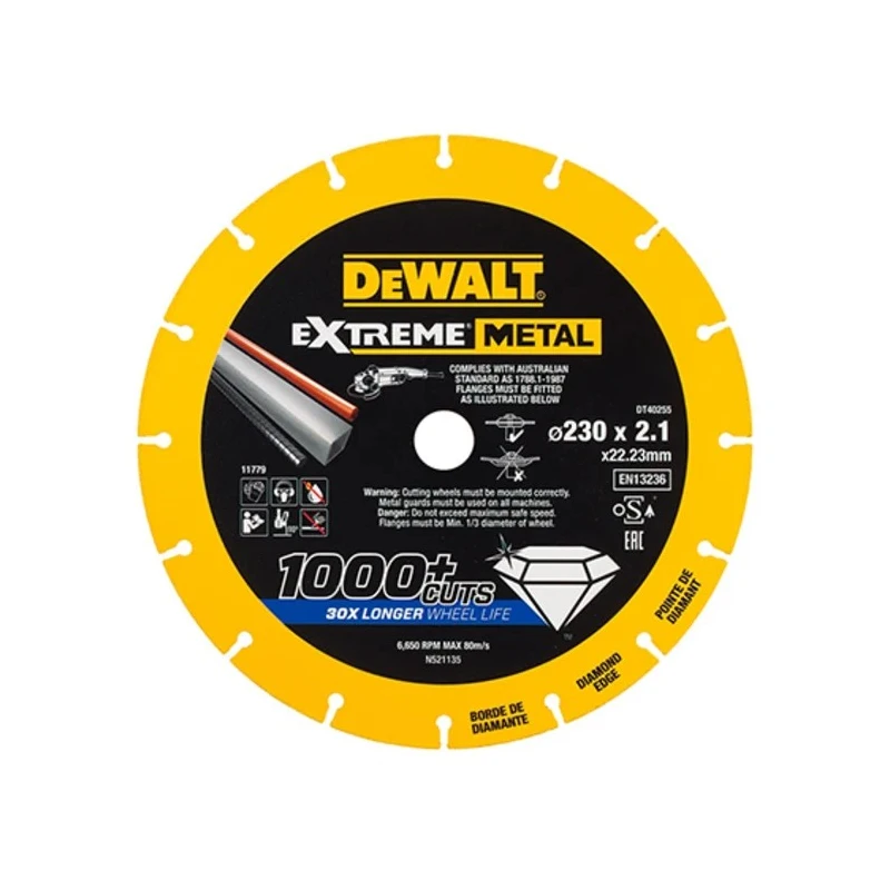 DeWALT Aluminium Oxide Abrasive Disc 230 mm Diameter x 1.5 mm Thickness Medium Grade P60 Grit DT40255-QZ
