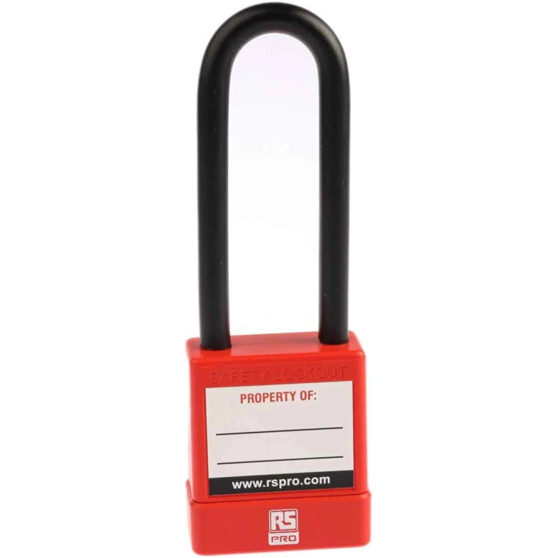 RS PRO Red Safety Lockout Padlock with ABS, Steel, Polyvinyl Chloride Materials, 6 mm Shackle Diameter 175-1183