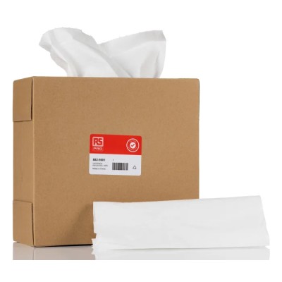 RS PRO Universal Wipes White Polypropylene Cloths for Industrial Cleaning, Dry/Wet Use, Box of 120 Per Pack, 425 x 882-5901