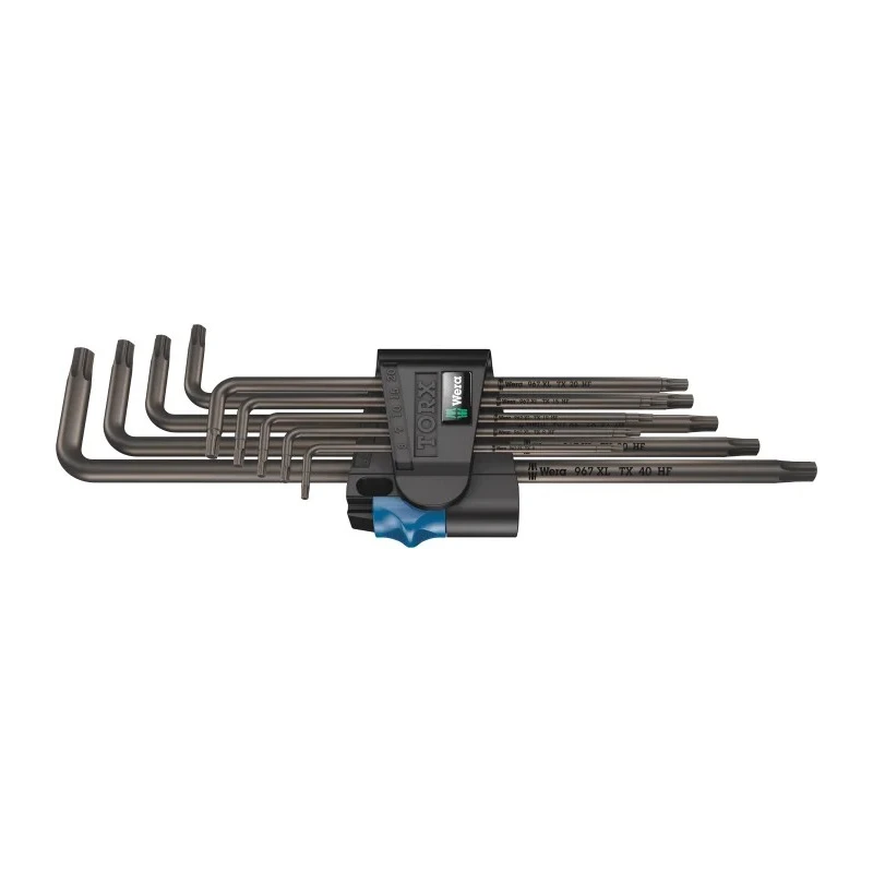 Wera 9-Piece Torx Key Set L Shape Long Arm Zinc Phosphated Black Laser Finish 05024450001