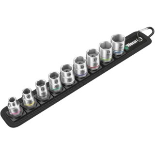 Wera 9-Piece 3/8 in Bit Socket Set with Twist to Unlock Mechanism, Colour Coded Sockets 05003973001