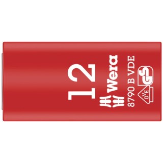 Wera 3/8 in Drive 12 mm 6 Point Hex VDE 1000V Approved Insulated Socket 46mm Overall Length 05003697001