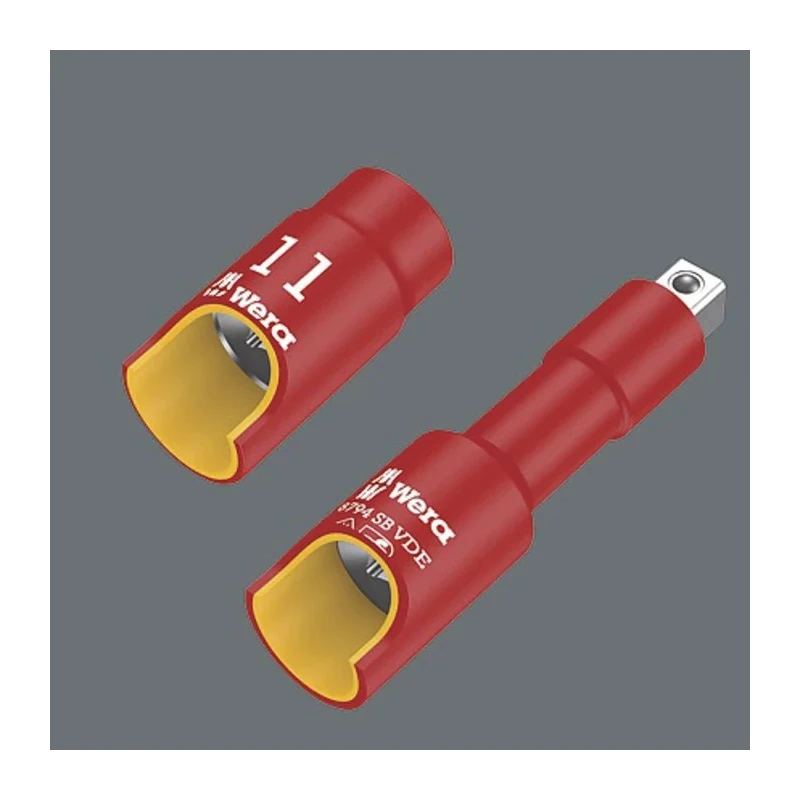 Wera 3/8 in Drive 12 mm 6 Point Hex VDE 1000V Approved Insulated Socket 46mm Overall Length 05003697001