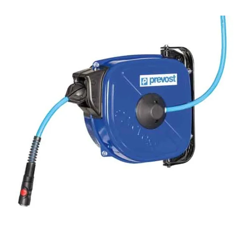 PREVOST 15 m Air Hose Reel Hot Galvanised Pressed Steel Body, 12 bar Pressure, Spring Return Retraction DRF 1015N