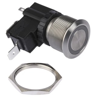 RS PRO Illuminated Push Button Switch Latching Panel Mount SPST White LED IP67 250 V ac 175-8125