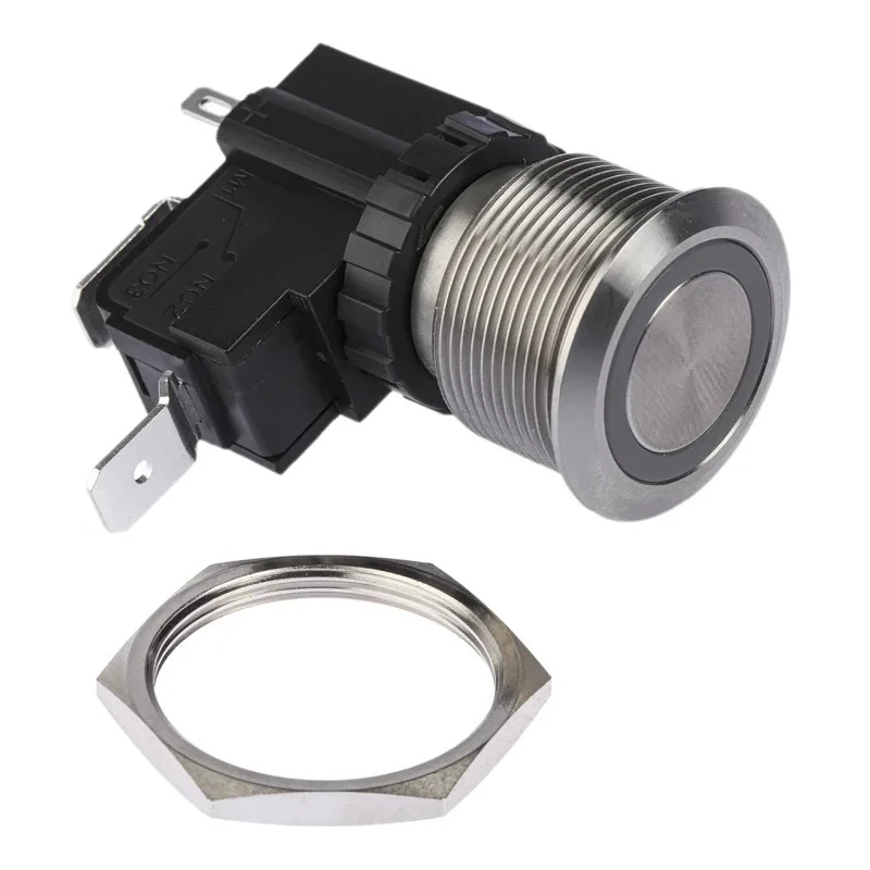 RS PRO Illuminated Push Button Switch Latching Panel Mount SPST White LED IP67 250 V ac 175-8125