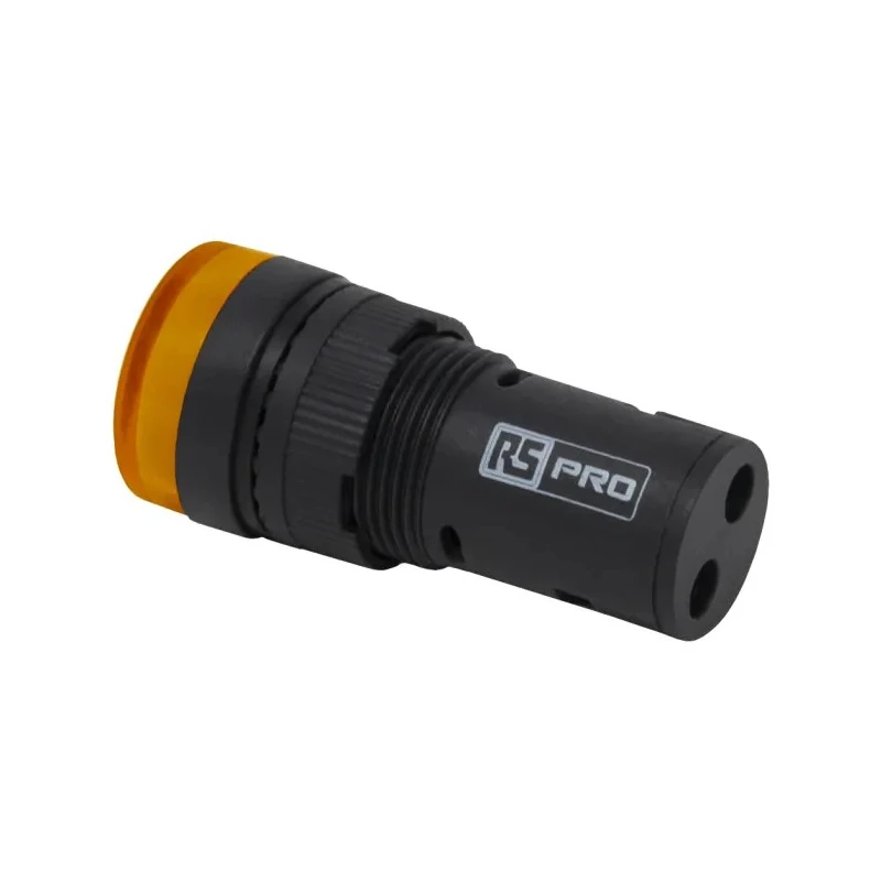 RS PRO Panel Mount Yellow LED Pilot Light 16 mm Cutout 230V ac IP40 Round 909-2480