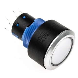RS PRO Illuminated Momentary Push Button Switch Panel Mount 22.2 mm Cutout DPDT Blue LED IP65 250V 3, 5A 175-8321