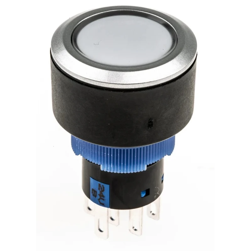 RS PRO Illuminated Momentary Push Button Switch Panel Mount 22.2 mm Cutout DPDT Blue LED IP65 250V 3, 5A 175-8321