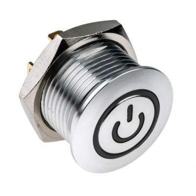 RS PRO Illuminated Momentary Push Button Switch Panel Mount SPST White LED IP67 36V DC 175-8453