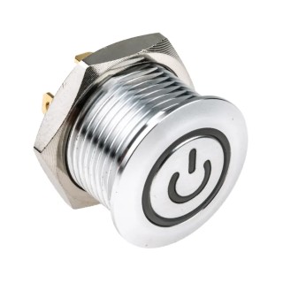 RS PRO Illuminated Momentary Push Button Switch Panel Mount 16 mm Cutout SPST Blue LED IP67 36V dc 175-8735