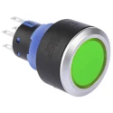 RS PRO Illuminated Push Button Switch Momentary Panel Mount DPDT Green LED IP65 22.2 mm Cutout 250V 3, 5A 175-8921