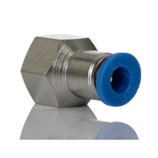 RS PRO Pneumatic Fitting 6mm Push-in Female Threaded-to-Tube Connection R 1/4 Female Nickel Plated Brass 10 bar 60°C 916-0741