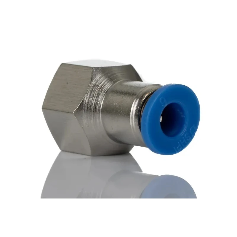 RS PRO Pneumatic Fitting 6mm Push-in Female Threaded-to-Tube Connection R 1/4 Female Nickel Plated Brass 10 bar 60°C 916-0741